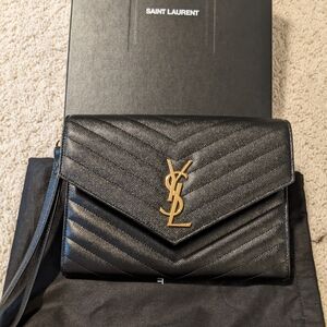 YSL Monogram Clutch with insert and strap